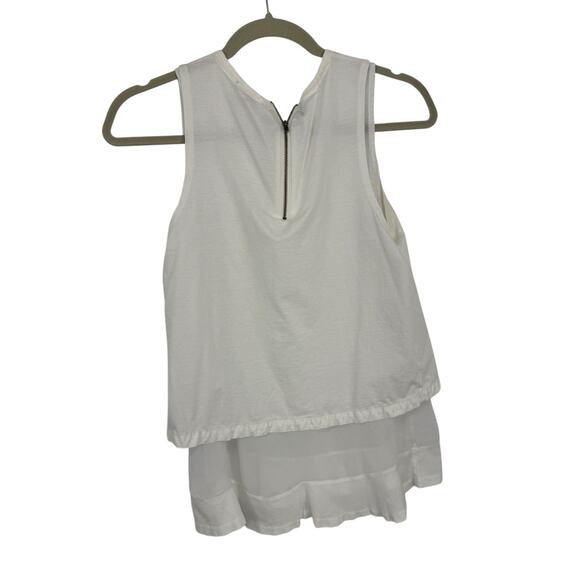 J Crew Womens Sleeveless Layered Top size Small White Chiffon Hem Zipper Back - Picture 3 of 12